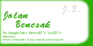 jolan bencsak business card